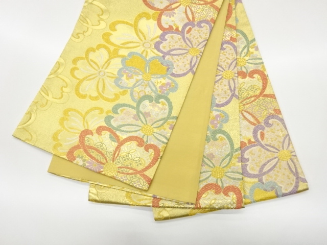  桜に七宝・鹿の子模様織出し袋帯